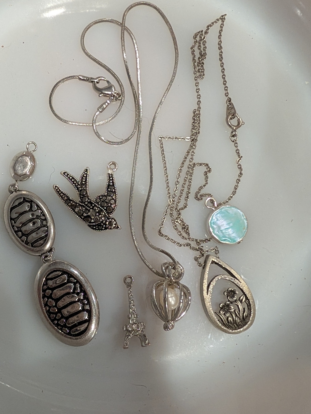 Silver-Tone Mixed Pendant Necklace Collection - Silver